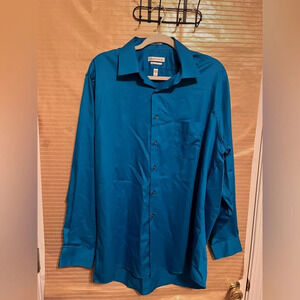 VAN HEUSEN~LUX SATEEN~BLUE SHIRT~17